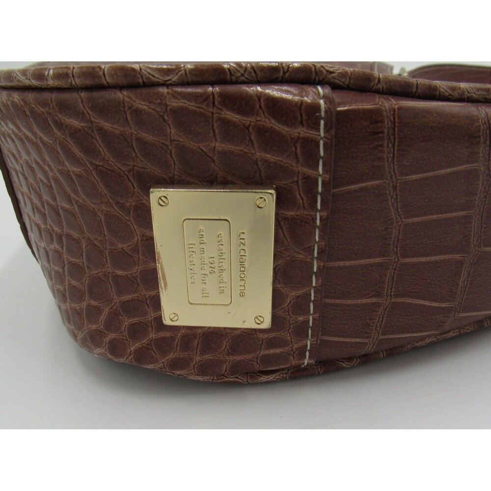 Liz Claiborne Purse Accessories Brown Embossed Snakeskin Womens Shoulder Bag - Picture 15 of 16